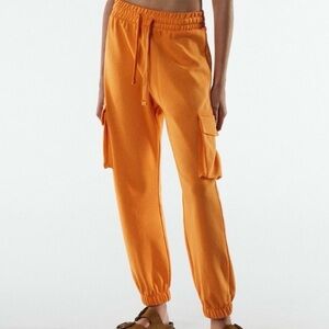 Women's Orange Zara Cargo Jogger Pants